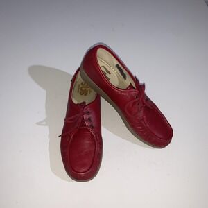 SAS Siesta Shoes Womens 9.5 Narrow Red Leather Lace Up Comfort Handsewn USA